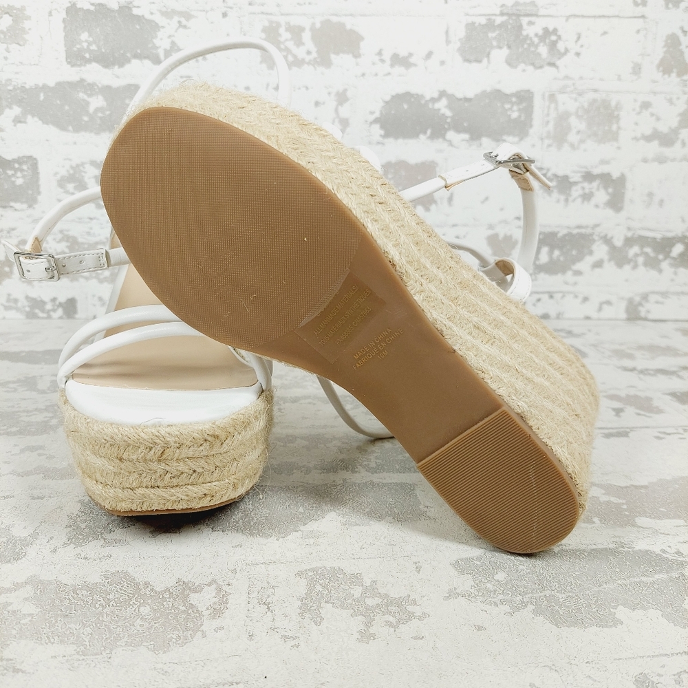 NEW BP White Cohan Espadrille Wedge Strappy Sandals V679 - Picture 8 of 13